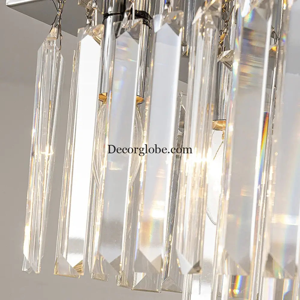 Sophisticated Silver Crystal Chandelier - Ideal for Dining Rooms and Kitchen Islands - Luxury LED Home Decor Lighting Fixture - DecorGlobe