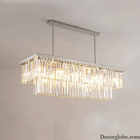 Sophisticated Silver Crystal Chandelier - Ideal for Dining Rooms and Kitchen Islands - Luxury LED Home Decor Lighting Fixture - DecorGlobe