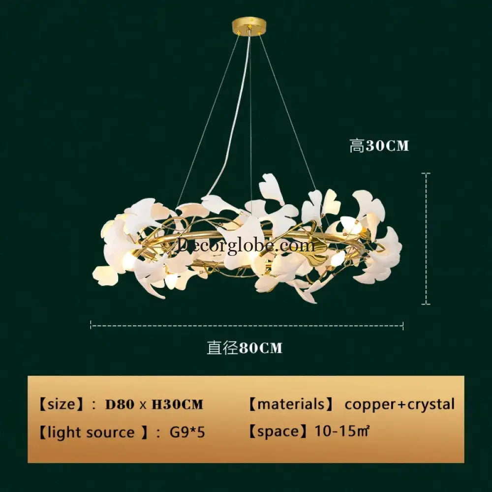 New gold chandelier white ceramic leaf lamp indoor home living room decorative lamp French luxury staircase ceiling lamp - DecorGlobe