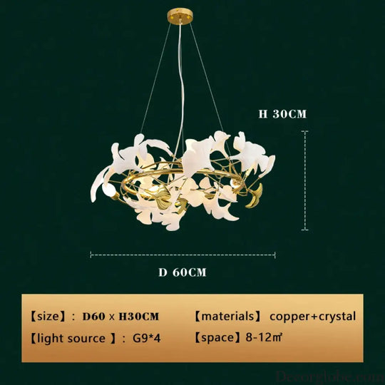 New gold chandelier white ceramic leaf lamp indoor home living room decorative lamp French luxury staircase ceiling lamp - DecorGlobe