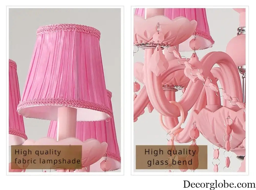 Pink Macaron LED Crystal Chandelier Modern Stylish Hanging Light Bedroom Living Room Kids Room Study Elegant Home Decor