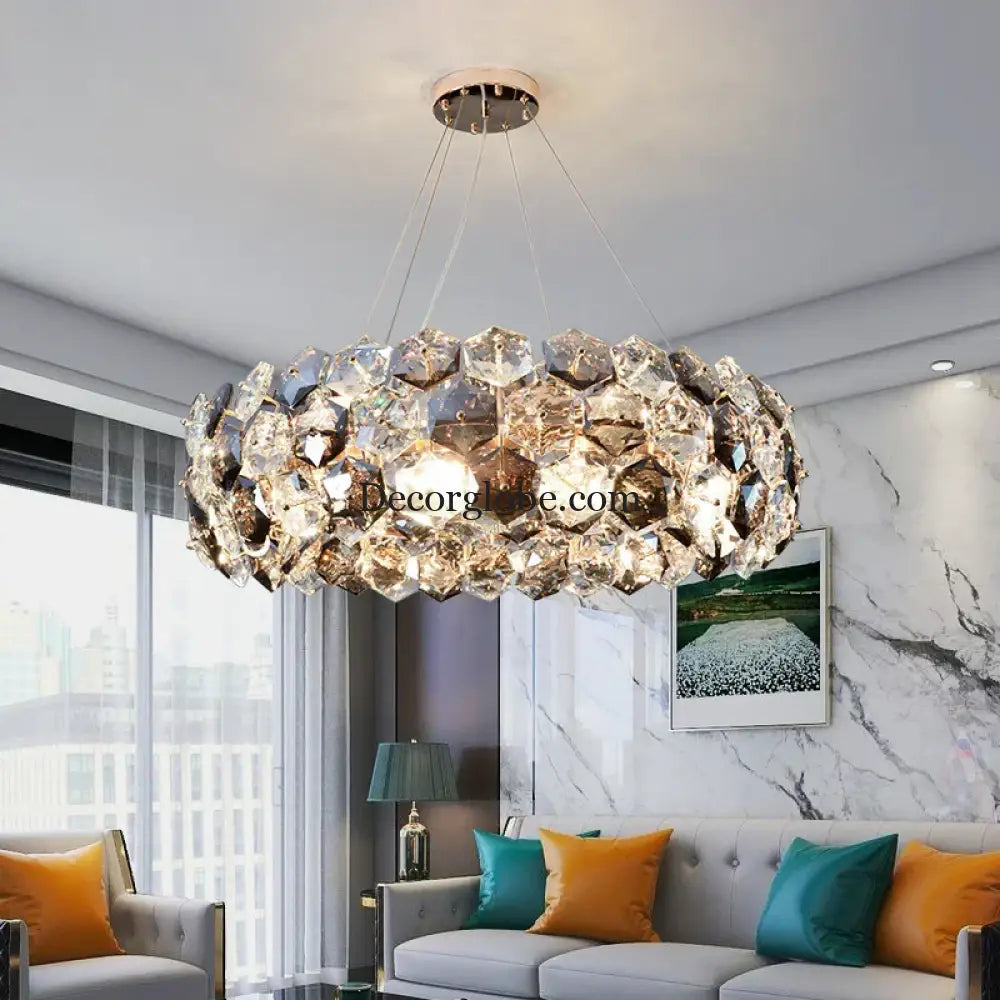 Post-modern Crystal Wrought Iron Chandelier - Elegance for Dining Rooms, Creative Living Rooms, and Glossy Suspension Lighting in Bedrooms - DecorGlobe