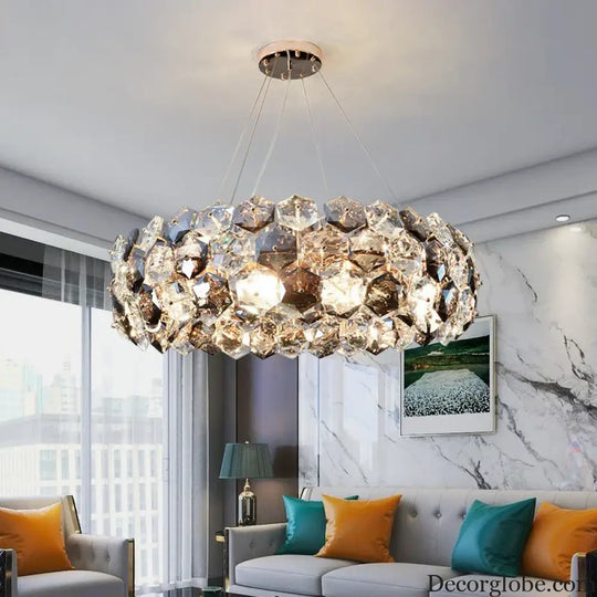 Post-modern Crystal Wrought Iron Chandelier - Elegance for Dining Rooms, Creative Living Rooms, and Glossy Suspension Lighting in Bedrooms - DecorGlobe