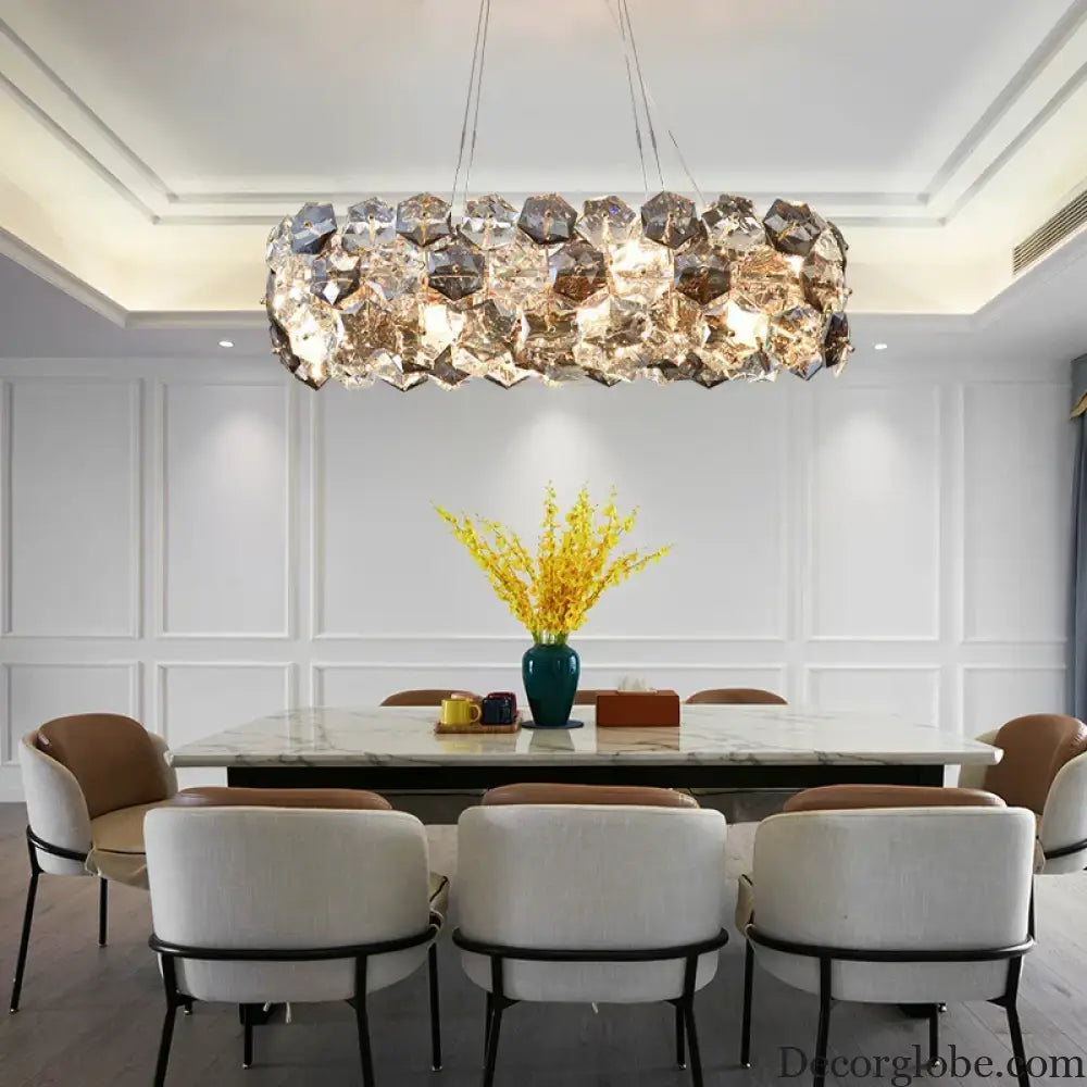 Post-modern Crystal Wrought Iron Chandelier - Elegance for Dining Rooms, Creative Living Rooms, and Glossy Suspension Lighting in Bedrooms - DecorGlobe