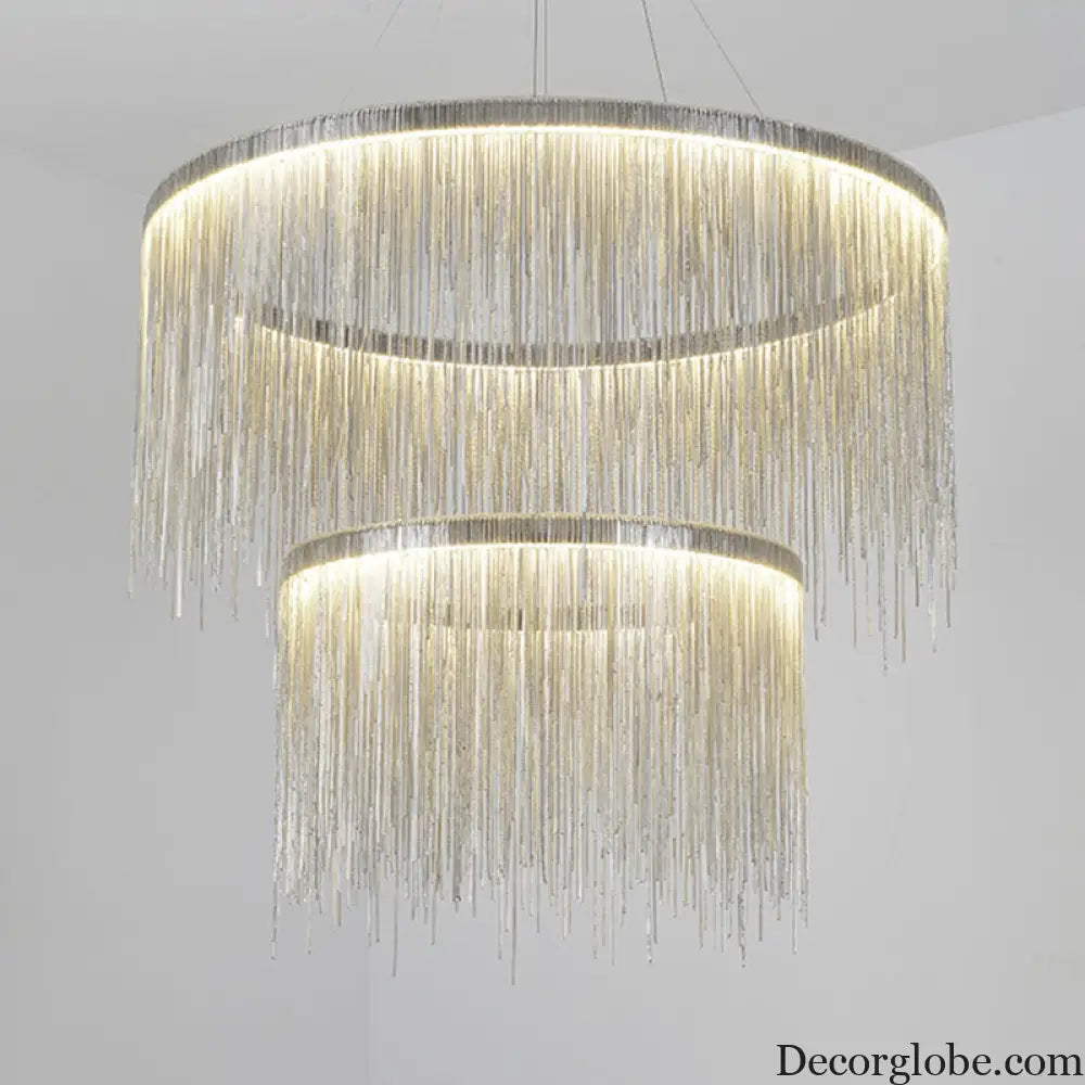 Postmodern LED Chandelier: Aluminum Chainlet Pendant Light for Living Room