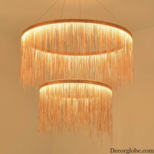 Postmodern LED Chandelier: Aluminum Chainlet Pendant Light for Living Room