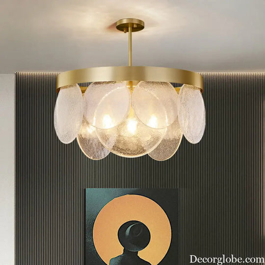 Khloe Postmodern Chandelier - Brass & Seeded Glass Delight - DecorGlobe
