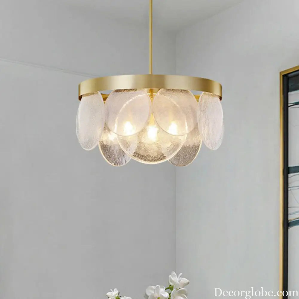 Khloe Postmodern Chandelier - Brass & Seeded Glass Delight - DecorGlobe