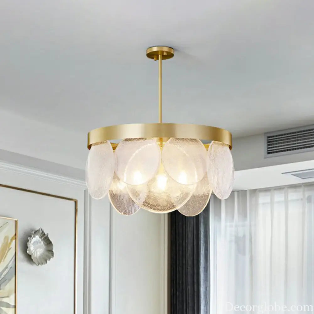 Khloe Postmodern Chandelier - Brass & Seeded Glass Delight - DecorGlobe