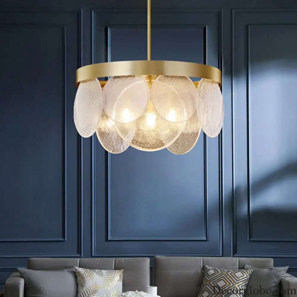 Khloe Postmodern Chandelier - Brass & Seeded Glass Delight - DecorGlobe