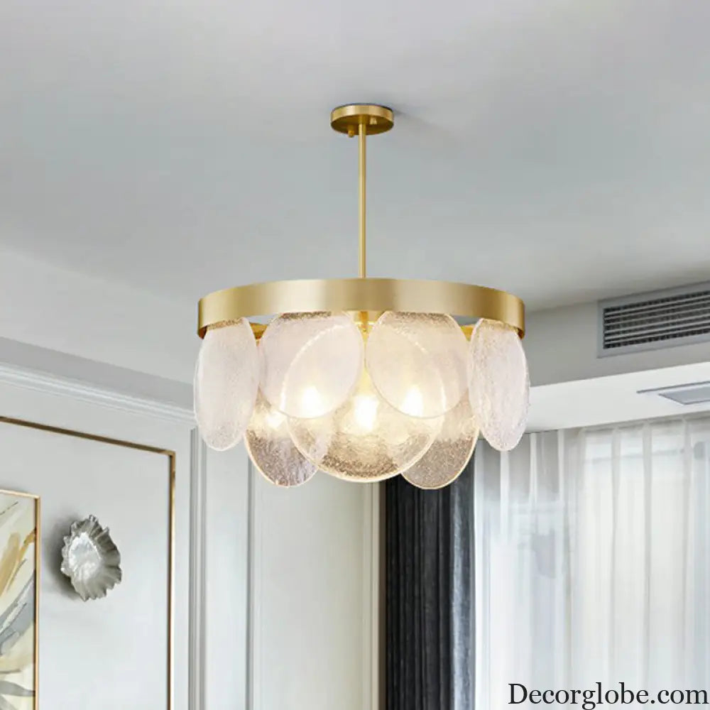 Khloe Postmodern Chandelier - Brass & Seeded Glass Delight - DecorGlobe