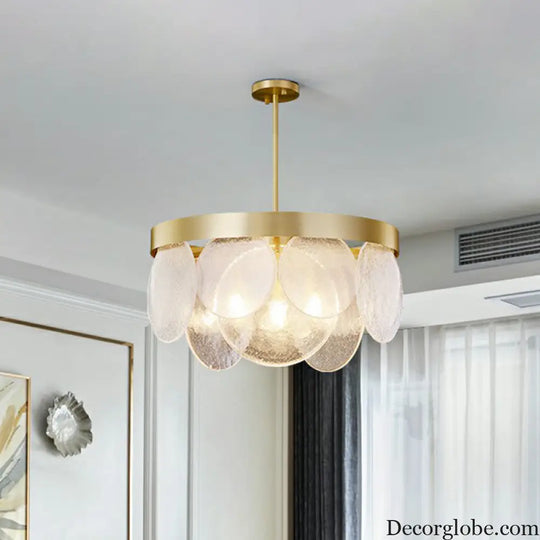 Khloe Postmodern Chandelier - Brass & Seeded Glass Delight - DecorGlobe