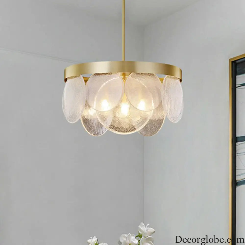 Khloe Postmodern Chandelier - Brass & Seeded Glass Delight - DecorGlobe