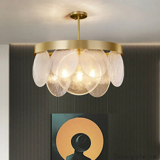 Khloe Postmodern Chandelier - Brass & Seeded Glass Delight - DecorGlobe
