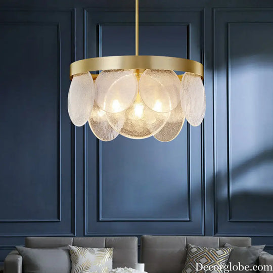 Khloe Postmodern Chandelier - Brass & Seeded Glass Delight - DecorGlobe