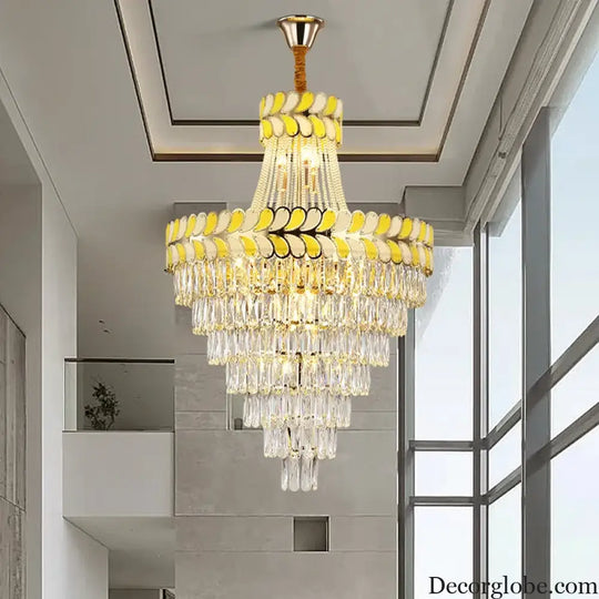 Postmodern Crystal Chandelier - Elegance for Living Rooms, Villa Halls, Duplex Stairwells, and Middle Building Spaces - DecorGlobe