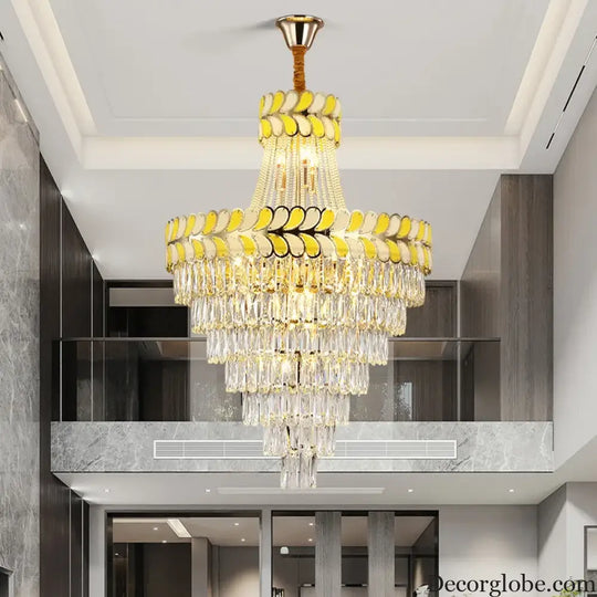 Postmodern Crystal Chandelier - Elegance for Living Rooms, Villa Halls, Duplex Stairwells, and Middle Building Spaces - DecorGlobe