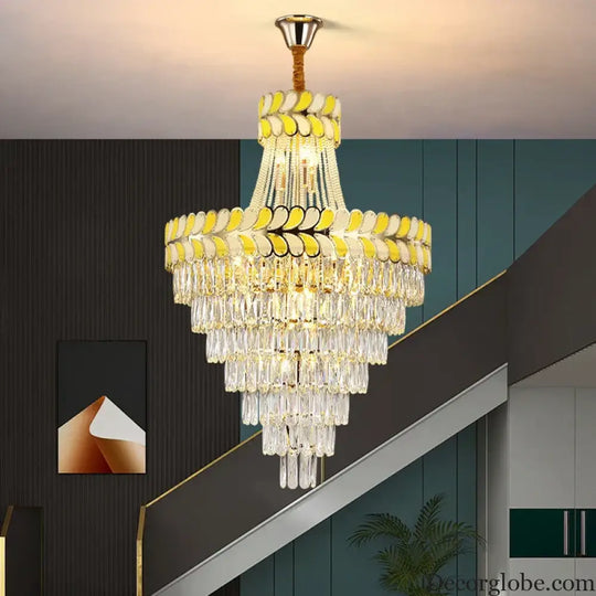 Postmodern Crystal Chandelier - Elegance for Living Rooms, Villa Halls, Duplex Stairwells, and Middle Building Spaces - DecorGlobe