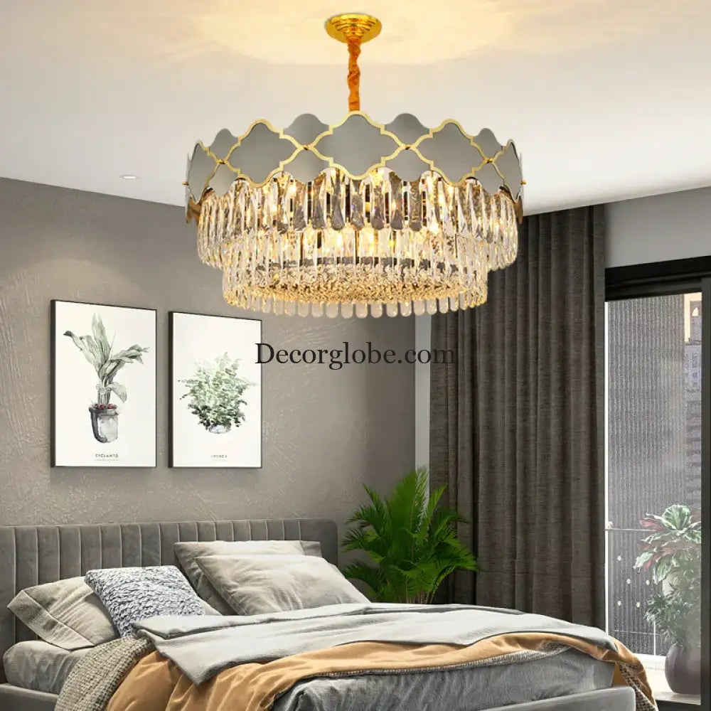 Postmodern Light Stainless Steel Crystal Chandelier - Starry Sky Illumination for Living, Dining, and Bedroom Ambiance - DecorGlobe
