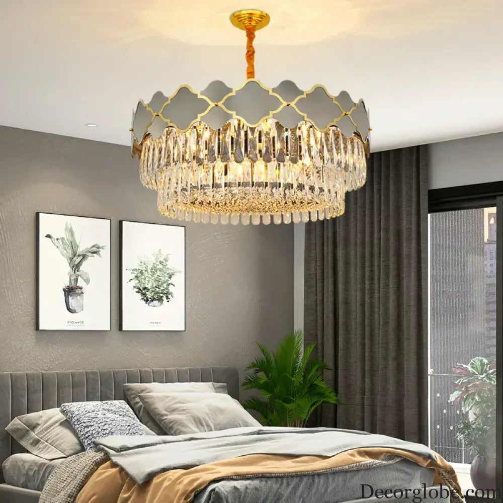 Postmodern Light Stainless Steel Crystal Chandelier - Starry Sky Illumination for Living, Dining, and Bedroom Ambiance - DecorGlobe
