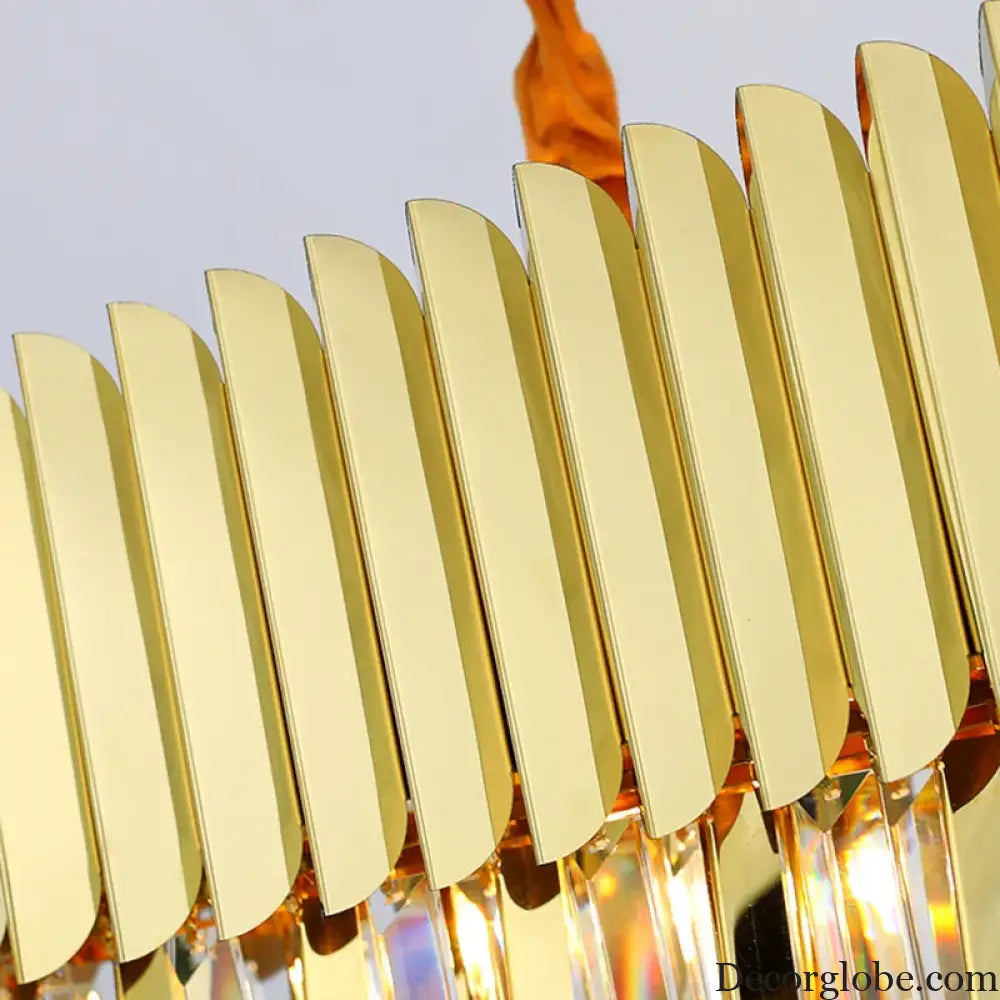 Postmodern Round Gold Stainless Steel Crystal LED Chandelier - Contemporary Illumination for Dining Elegance - DecorGlobe