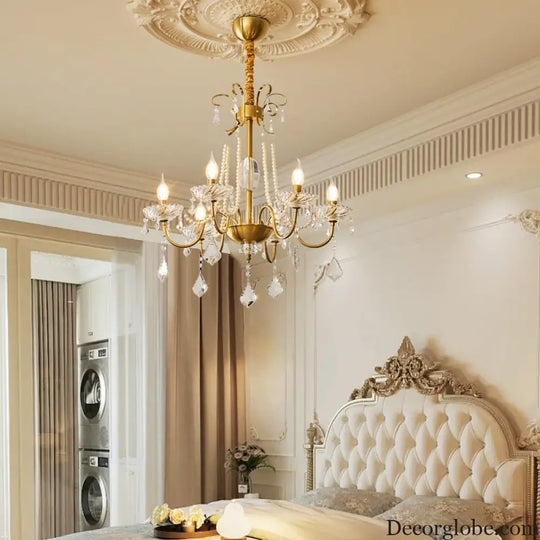 French Mid-Century Style Light Luxury Crystal Living Room Chandelier New American Retro Dining Room Bedroom Lamp