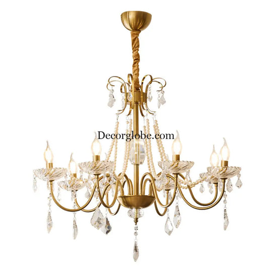 French Mid-Century Style Light Luxury Crystal Living Room Chandelier New American Retro Dining Room Bedroom Lamp