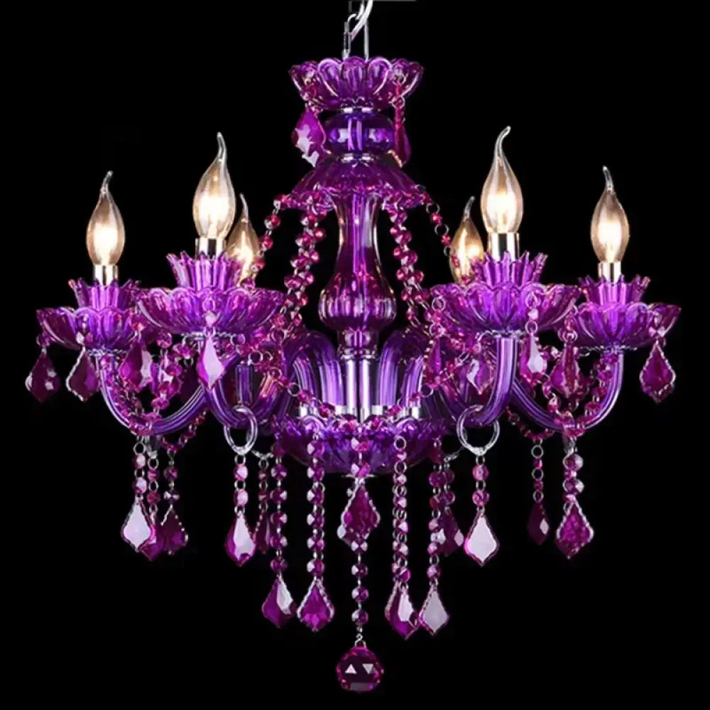 Purple Crystal Chandelier Lighting Luxury Living Room Decor Home led Crystal Pendant Lamp Violet Dining Kitchen Hanging
