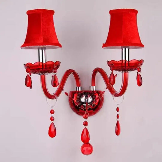 Red Candle Crystal Chandelier with Glass Shades 6 or 8 Head Wall lamp / changeable Chandelier