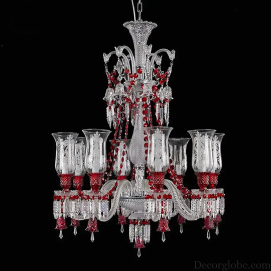 ZELORA Red Crystal European-Style Duplex Statement Chandelier chandelier