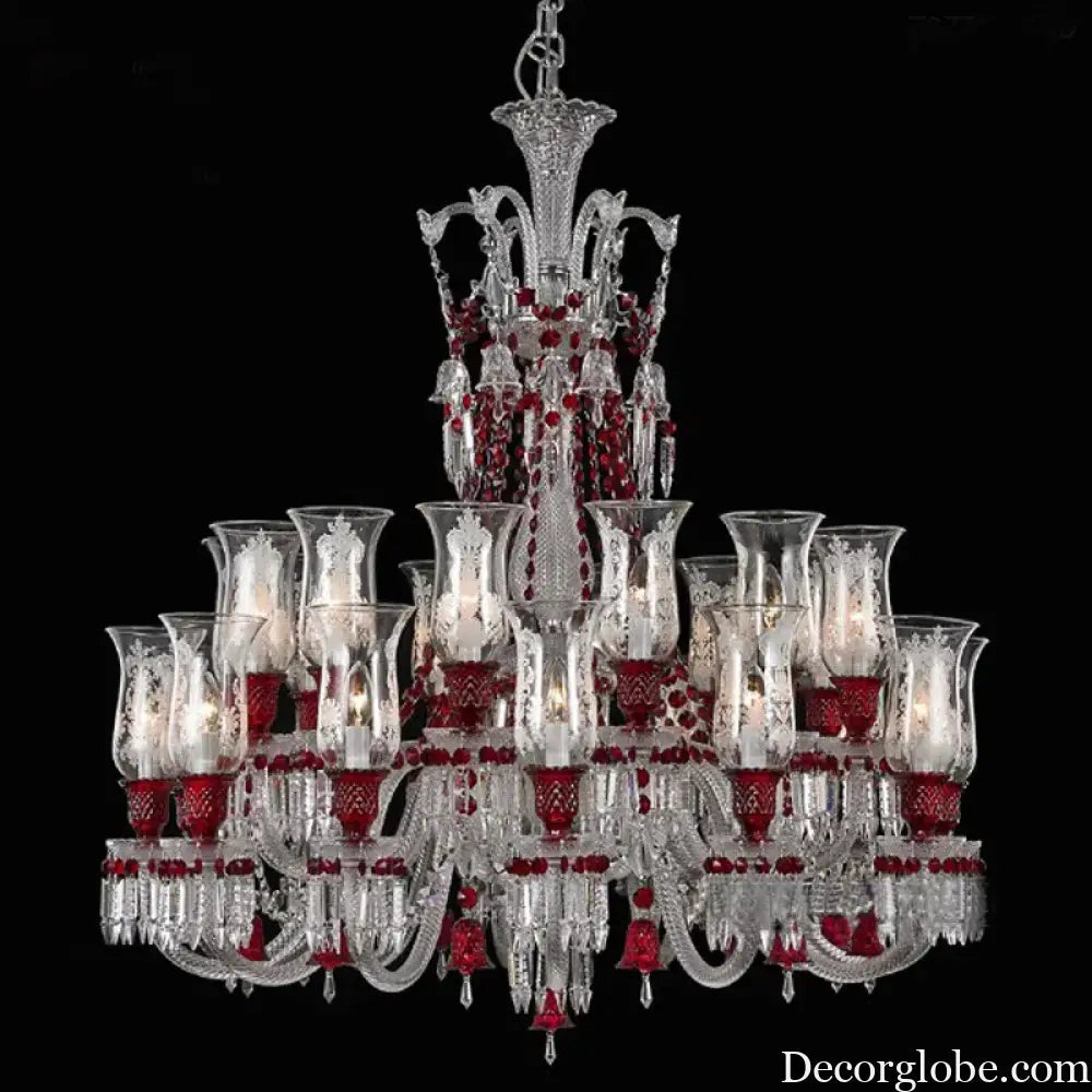 ZELORA Red Crystal European-Style Duplex Statement Chandelier chandelier
