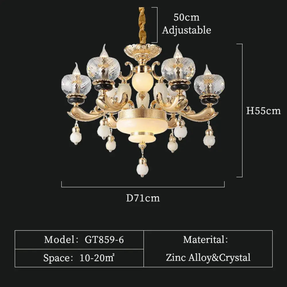 RÉGALIA European Rococo Marble & Crystal Chandelier 6 lights D71 H55cm Chandelier
