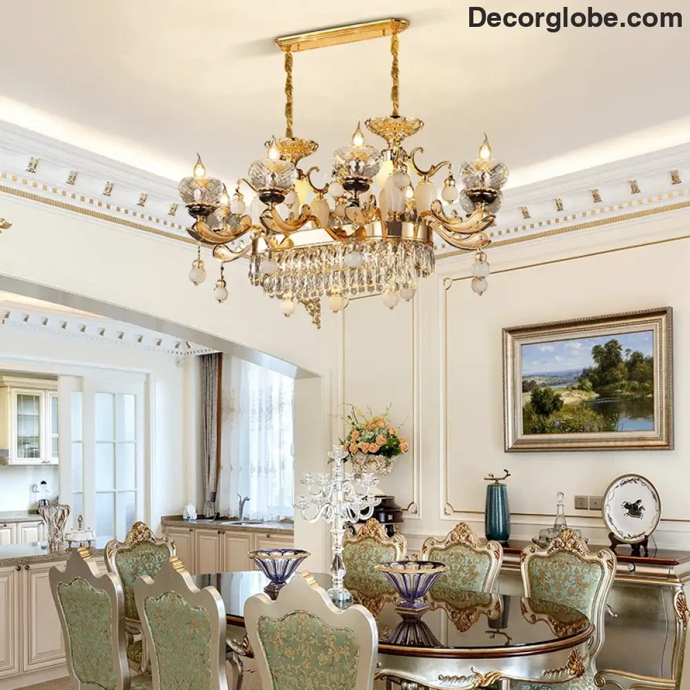 RÉGALIA European Rococo Marble & Crystal Chandelier Chandelier