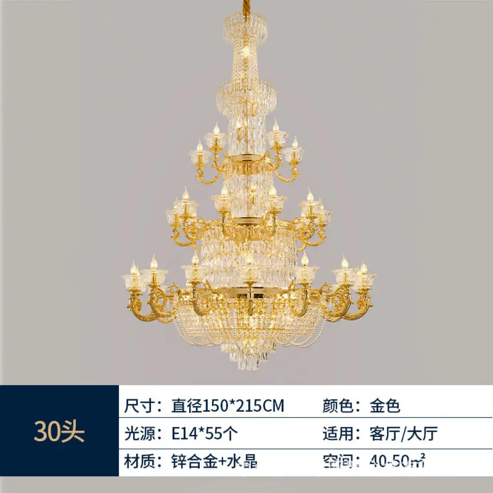 European Luxury Crystal Branch Chandelier for Villa Living 15 + 10 + 5 head chandelier (diameter 150cm, height 215cm)