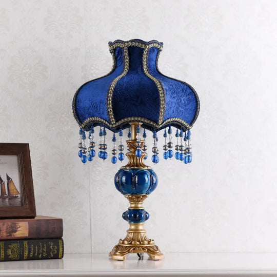 Retro bedroom table lamp warm romantic long lamp wedding room girl online red creative European bedside lamp - Velvet