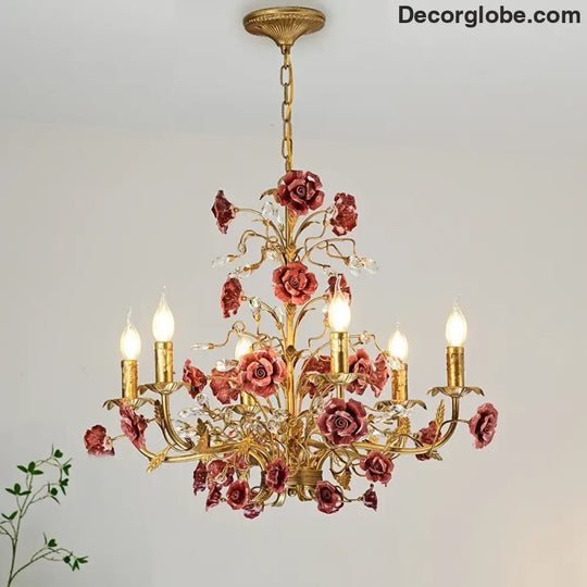 ROSELYN French Vintage Rose Pendant Lamp Chandelier