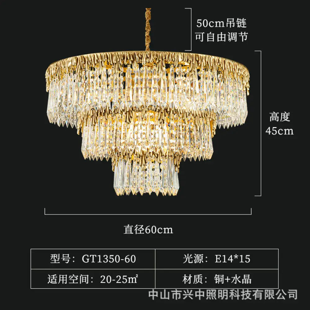 Samantha French All-Copper Light Luxury Crystal Chandelier Diameter 60cm height 45cm Chandelier