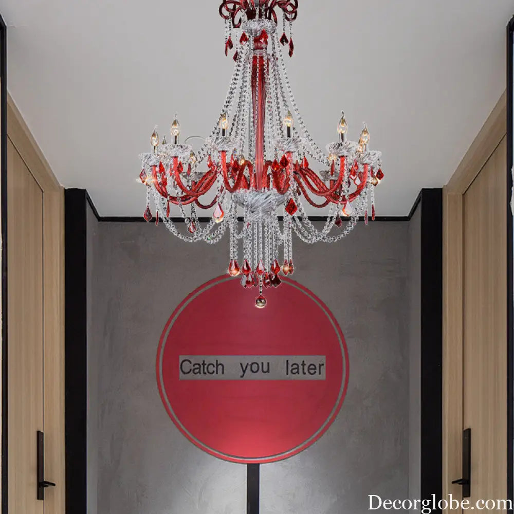 Scarlett's Dazzling Red Crystal Chandelier - DecorGlobe