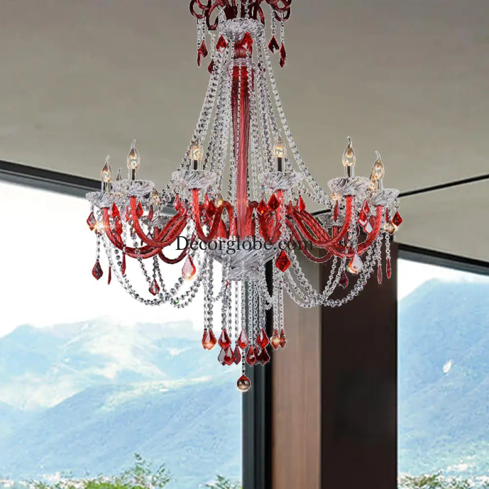 Scarlett's Dazzling Red Crystal Chandelier - DecorGlobe