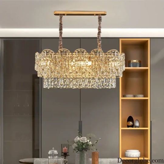 New Design Light Luxury Clean Crystal Chandelier Living Room Lamp Modern Simple Atmosphere Golden Luxury Villa Bedroom Lamp - DecorGlobe