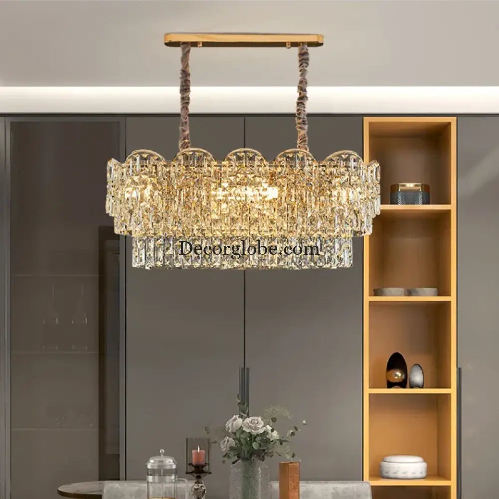 New Design Light Luxury Clean Crystal Chandelier Living Room Lamp Modern Simple Atmosphere Golden Luxury Villa Bedroom Lamp - DecorGlobe