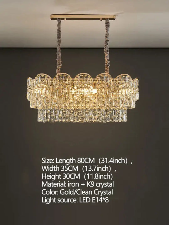 New Design Light Luxury Clean Crystal Chandelier Living Room Lamp Modern Simple Atmosphere Golden Luxury Villa Bedroom Lamp - DecorGlobe