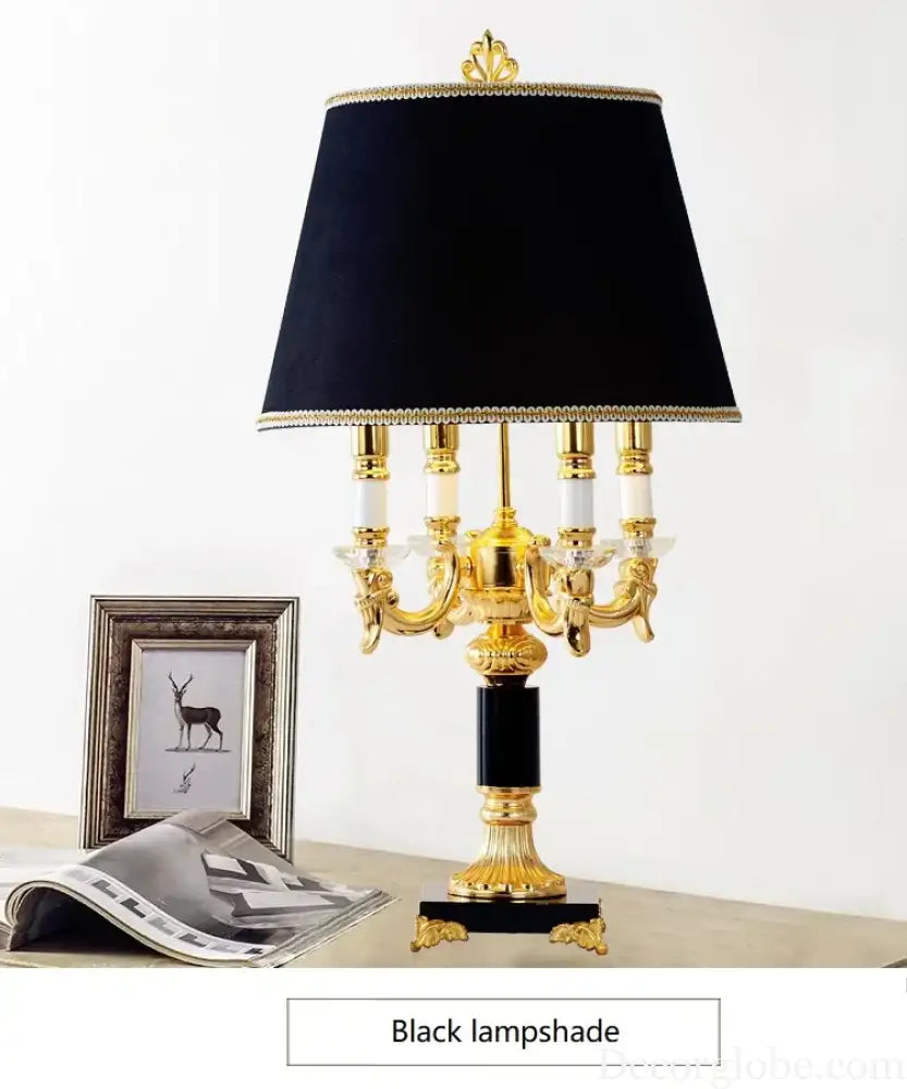 Élysée Luxury Black & Gold Crystal Table Lamp - Table Lamp