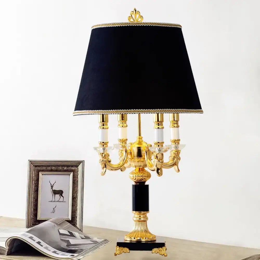 Élysée Luxury Black & Gold Crystal Table Lamp - Black shades - Table Lamp