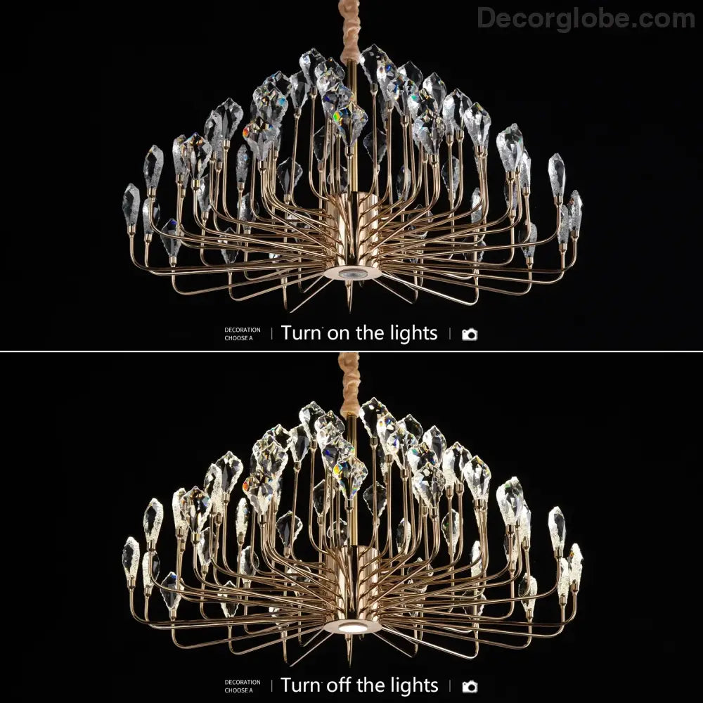 Serena Gold Crystal LED Chandelier – Modern Pendant Light for Dining & Living Room - DecorGlobe
