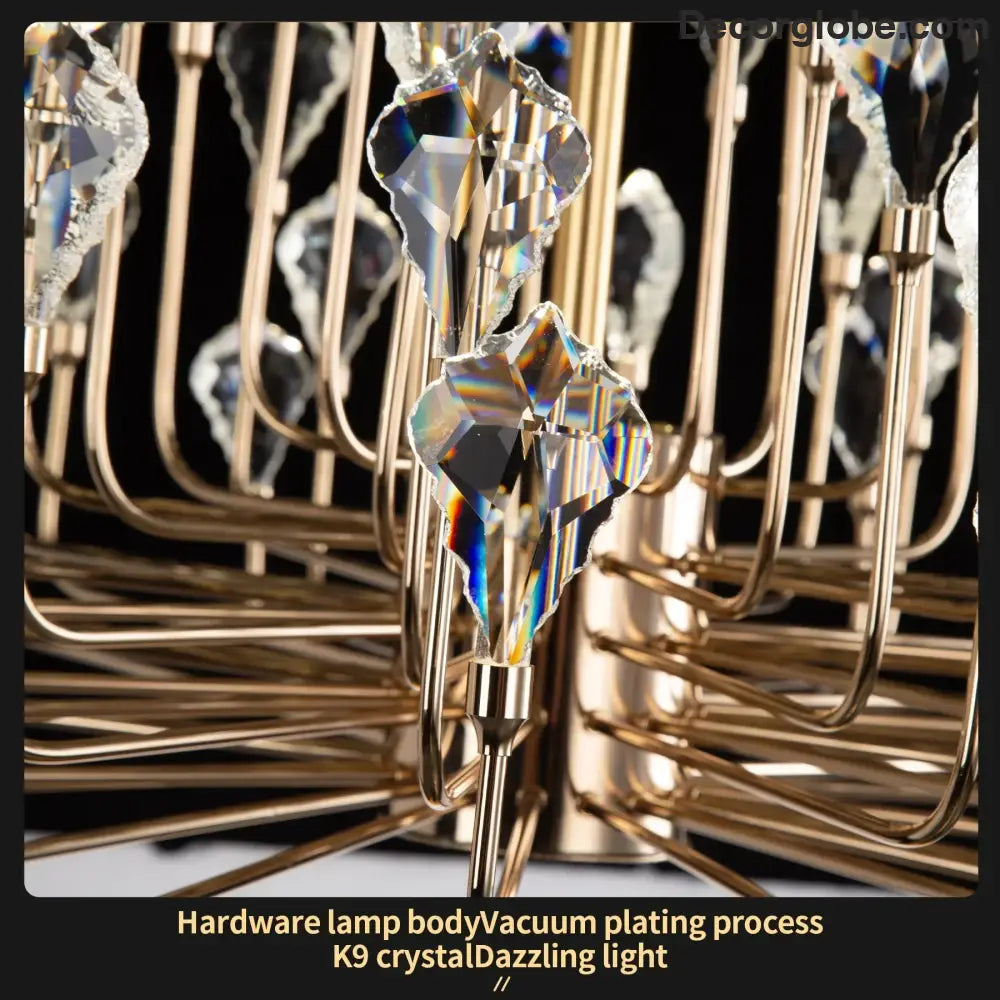 Serena Gold Crystal LED Chandelier – Modern Pendant Light for Dining & Living Room - DecorGlobe