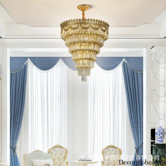 Serenity French All-Copper Light Luxury Hollow Crystal Chandelier Diameter 80cm height 80cm Chandelier