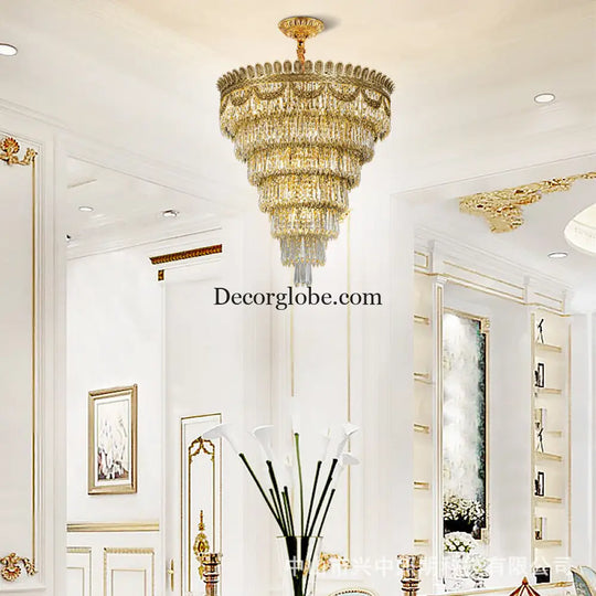 Serenity French All-Copper Light Luxury Hollow Crystal Chandelier Diameter 80cm height 80cm Chandelier