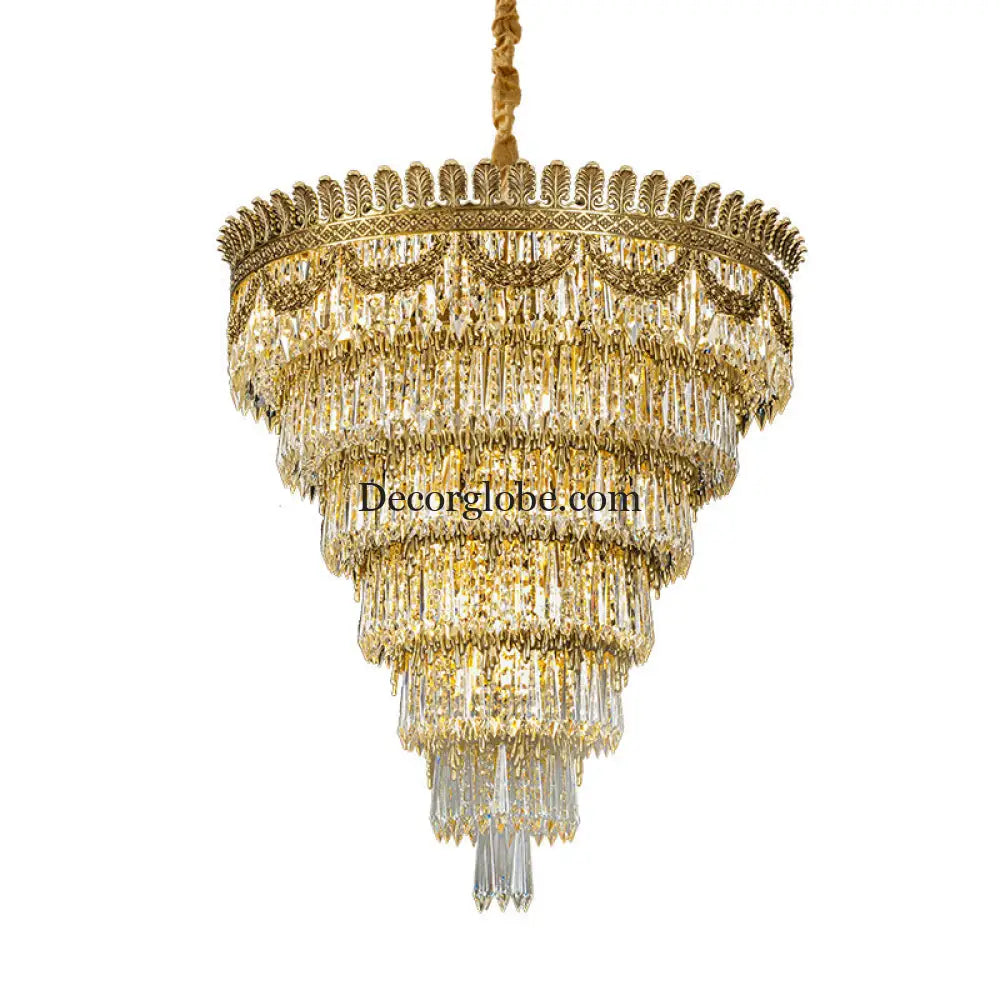 Serenity French All-Copper Light Luxury Hollow Crystal Chandelier Diameter 80cm height 80cm Chandelier