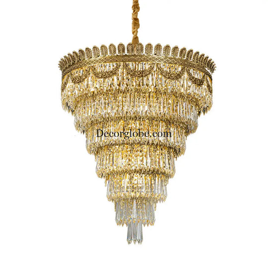 Serenity French All-Copper Light Luxury Hollow Crystal Chandelier Diameter 80cm height 80cm Chandelier